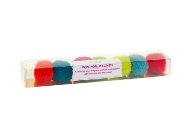 Set of 7 Colourful Pom pom Magnets by Pompom Galore